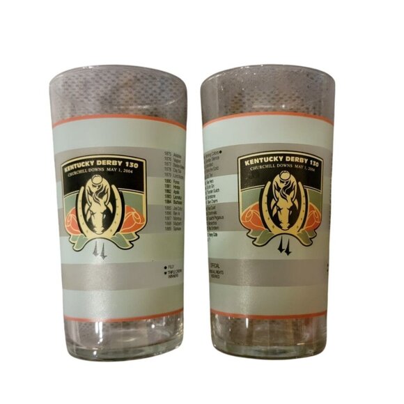 VTG 2004 Kentucky Derby 130 Souvenir Julep Glasses Set Of 2 Churchill Downs Mint - Picture 1 of 7